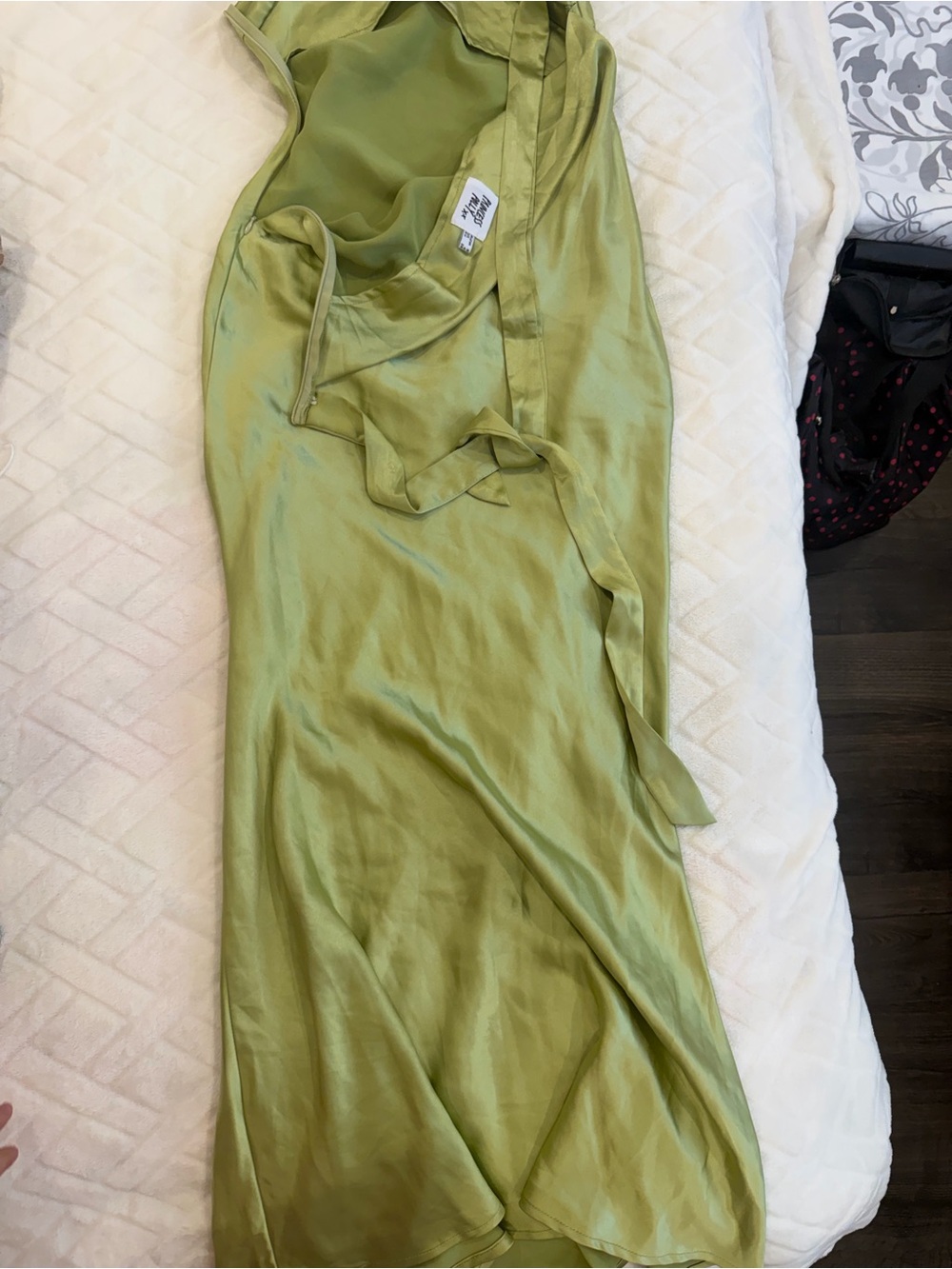 PRINCESS POLLY Strapless Satin Slip Dress in Chartreuse - Picture 6 of 8